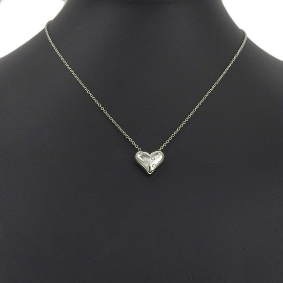 TIFFANY&Co. Dotz heart Necklace 5P Pt950Platinum/diamond Women - Picture 4 of 12